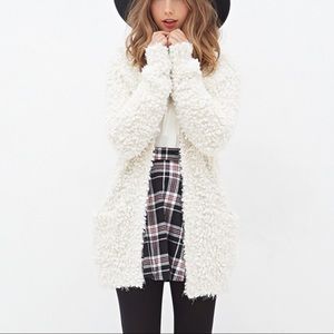Forever 21 fuzzy white cardigan